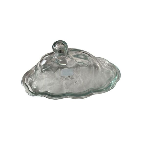 Anthropologie Etta Handblown Glass Butter Dish, Floral Motif Clear Vintage Style - Picture 3 of 3